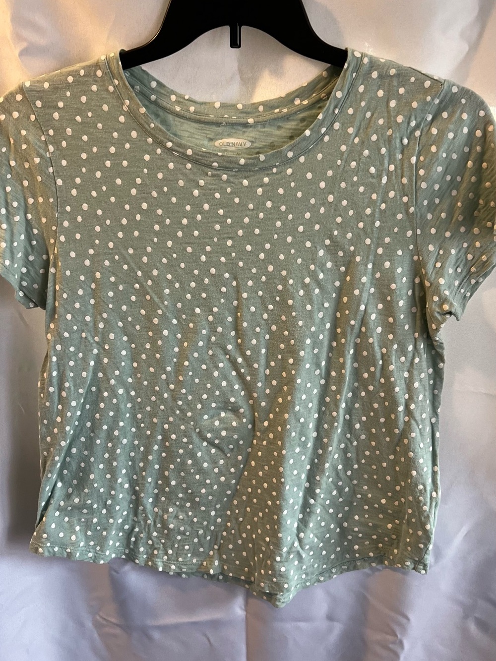 Old Navy Mint Green Tee with White Polka Dots